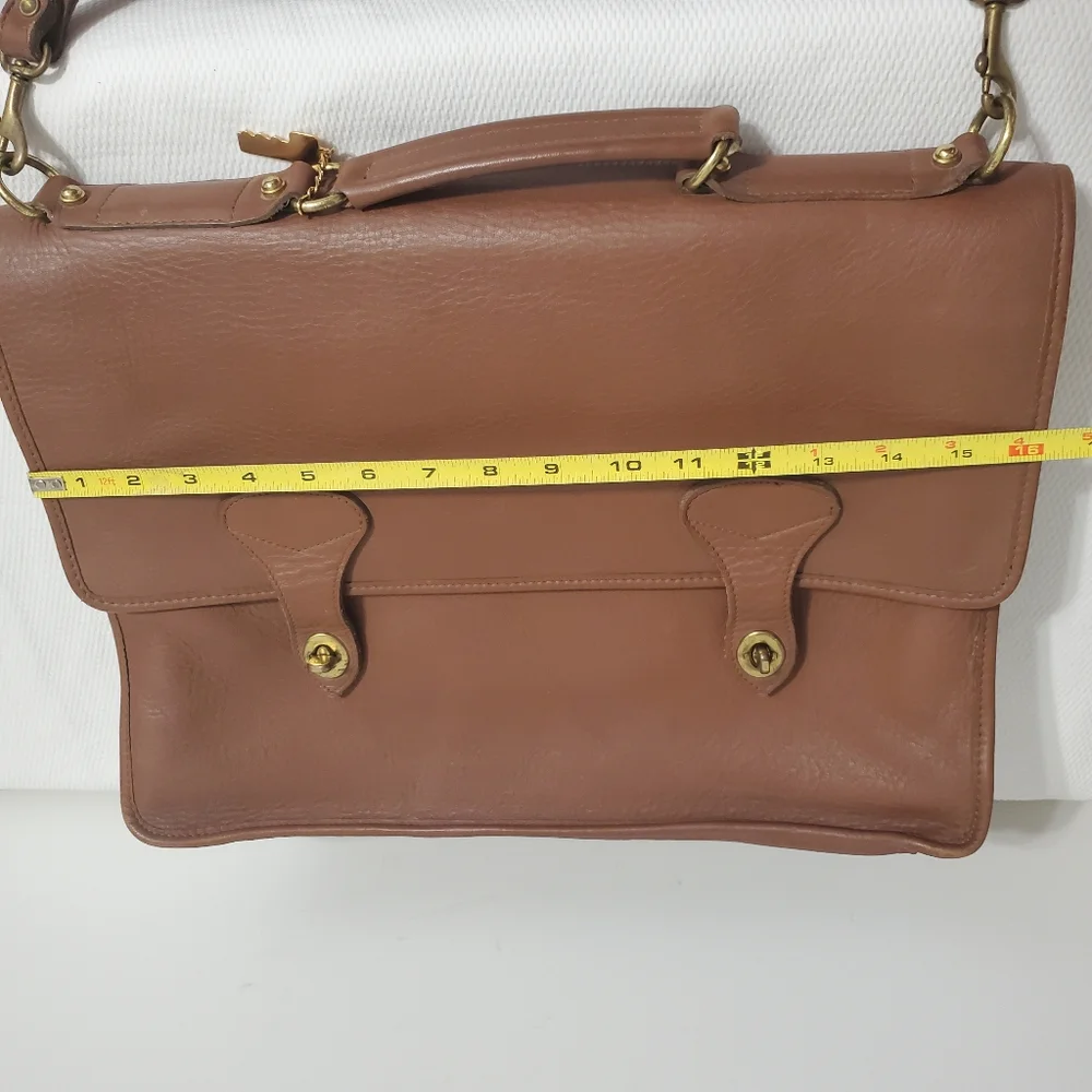 Jack Georges Vintage Leather Briefcase Messenger Crossbody Laptop Bag Camel